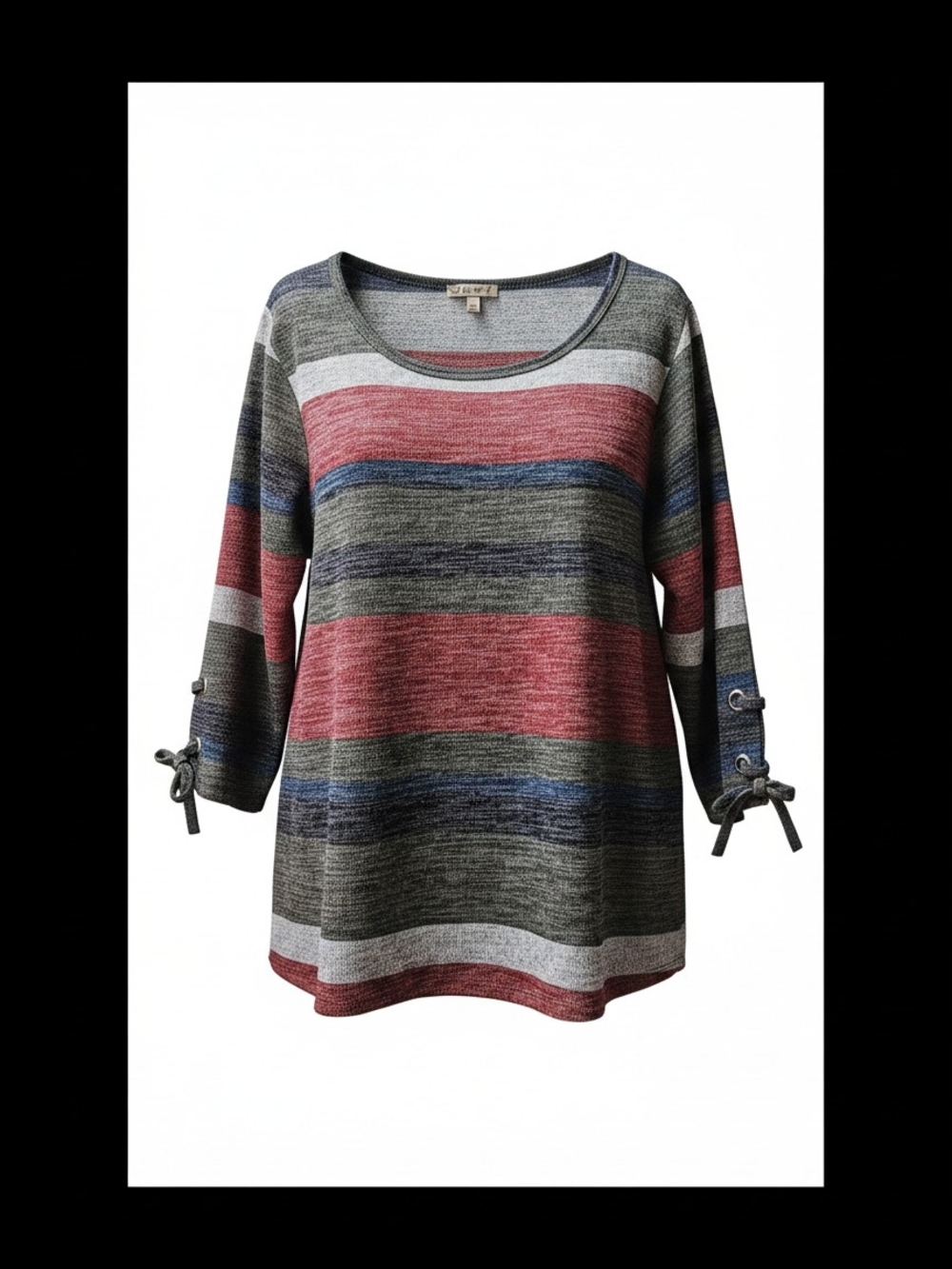 Lavish Multicolor Striped Scoop Neck Tie-Sleeve Tunic